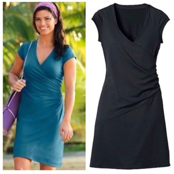 Athleta Black Faux Wrap Mini Dress NWT Size Small - Picture 6 of 6